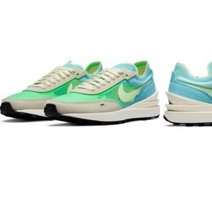 Green & beige waffle one